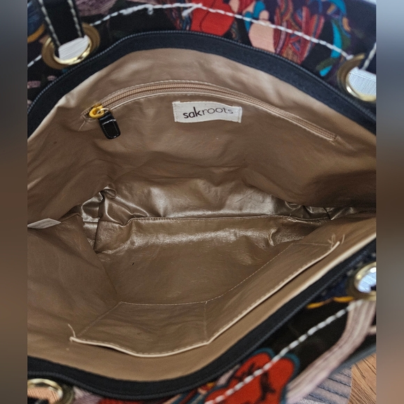 Sakroots Tote Bag Large Peace Nature Floral Birds Art Purse Handbag - Picture 2 of 5